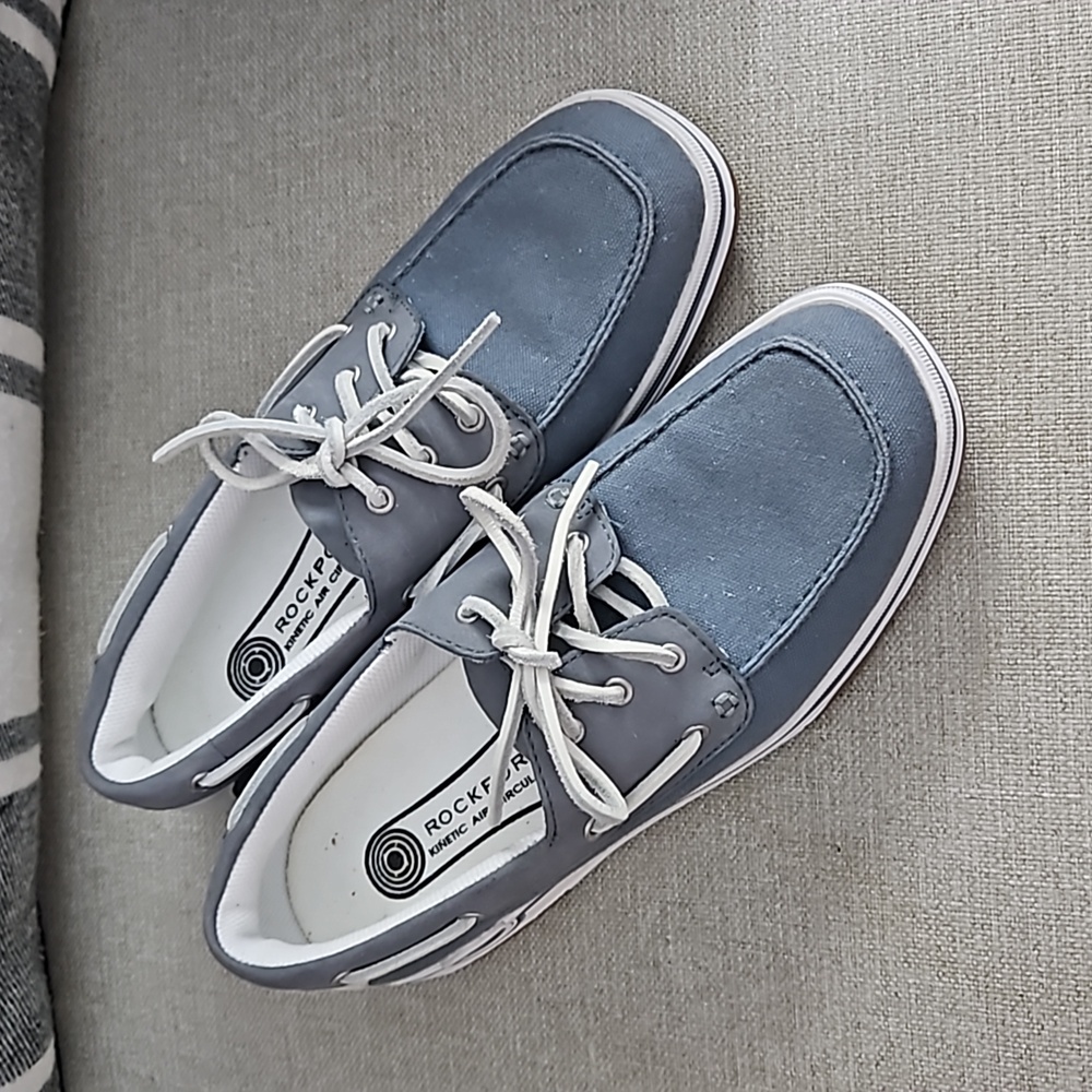Rockport Kinetic Air Circulator Grey Blue Flat Loafer Shoes Size 7.5
